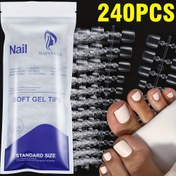 Resim 240 adet MAFANBILS Fransız Kare Burun Tırnak Uçları - Tam Kaplama Yumuşak Jel, Şeffaf ve Mat Bitiş, Uzun Burun saç tokası DIY Akrilik Pedikürler için, Anında Tırnak Uzatma Kiti, Salon Kalitesinde Sahte Tırnaklar, Tırnak Sanatı Aksesuarı 