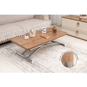Resim Juppo Üst Tabla Mdf Ceviz Oval Köşe Alt Krom Dışa Kıvrım 