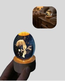 Resim Masif Ahşap Standlı 3d Küçük Prens Kristal Top Usb Gece Lambası S 