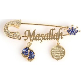 Resim Sahiaksesuar Maşallah Yazılı Zirkon Taşlı Bebek Yaka Iğnesi 26 