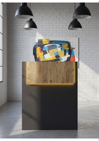 Resim Resital Ledli Karşılama Bankosu G-90 Cm Ofis Kasa Resepsiyon Masası Banko-003-4-6 