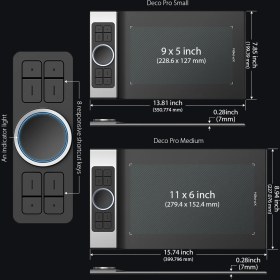 Resim XP-Pen Deco Pro Medium Wireless Kablosuz 15.74x8.94 Inç Grafik Tablet 