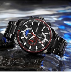 Resim Besthome1 Skmei 9250 Erkek Ay Evresi Kronometre, Tarih, 6 Pin Paslanmaz Çelik Kayış, Kuvars İzle, Gümüş Mavi Renkli Çok Renkli 