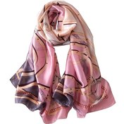 Resim Her Gün Zarafet - Vintage Tarzı Dut İpeği Eşarp - Kadınlar İçin Hafif Moda Şal, Yumuşak Pembe, Karmaşık Kemer & Aksesuar Baskılı, Sıcaklık veya Dekorasyon İçin Çok Yönlü, Makinede Yıkanabilir, İpek Başörtüsü 