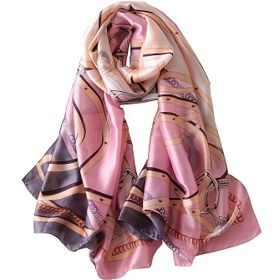 Resim Her Gün Zarafet - Vintage Tarzı Dut İpeği Eşarp - Kadınlar İçin Hafif Moda Şal, Yumuşak Pembe, Karmaşık Kemer & Aksesuar Baskılı, Sıcaklık veya Dekorasyon İçin Çok Yönlü, Makinede Yıkanabilir, İpek Başörtüsü 