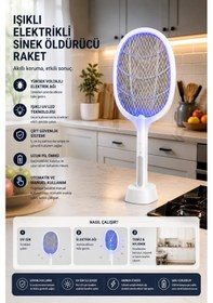 Resim Glr Ltd-618 Şarj Edilebilir Sivrisinek Raketi Sinek Öldürücü Tuzak Lamba Type-c Şarjlı Stantlı 