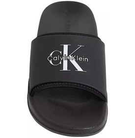 Resim Calvin Klein Erkek Rahat Taban Deri Ck Desen Günlük Kullanım Siyah Terlik-14717 