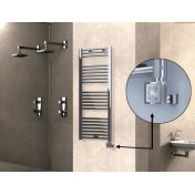 Resim Radyatörstore - Haiti Elektrikli Havlupan 300 Watt 500X1200 Düz Krom (Ktx3 Termostatlı) 
