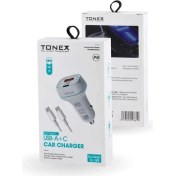 Resim Tonex TA-38W 2 Girişli 38W Type-C To Type-C Kablolu Hızlı Araç Şarjı Işıklı - 