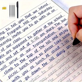 Resim 1 Kitap + 1 Kalem + 5 Yedek Uç, İngilizce İtalik 3d Oluk Uygulama Defteri, El Yazısı Egzersizi Kaligrafi Alfabe ve Kelime Yazma Yeniden Kullanılabilir Egzersiz Defteri 