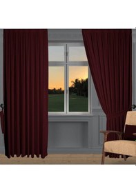 Resim Bordo Ada Fon Perde Sık Pile 1'e 3 Pile-bordo Bordo 