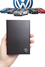 Resim GARDENAUTO Metal Volkswagen Logolu Deri Ruhsat Kabı Cüzdanı Kılıfı Ruhsatlık METAL LOGO 