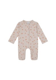 Resim Antebies Bej Kır Çiçekleri Desenli Bambu Kumaş Çıtçıtlı Uzun Kollu Kız Bebek Patikli Tulum Krem 