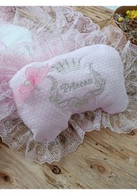 Resim Yenidoğan Pembe Dantelli 3'lü Bebek Alt Açma Minderi- Kundaklı & Yastıklı Bebek Yatağı - My Princess 