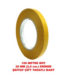 Resim Çift Taraflı Şeffaf Sarı Bant 100 M. Uzunlukta 25 Mm Eninde 1 