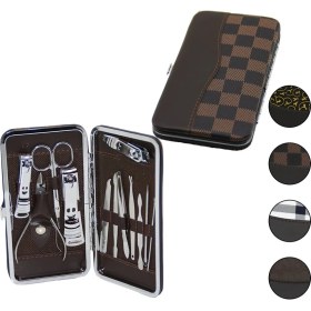 Resim 12 Pcs Gümüş Manikür Pedikür Seti Renkli Desenli Cüzdan Modeli Çantalı 