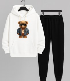 Resim classy moda Unisex 2’li Eşofman Takımı | Teddy Bear Baskılı Kapüşonlu ve Alt Üst Rahat Günlük Modern Stil 