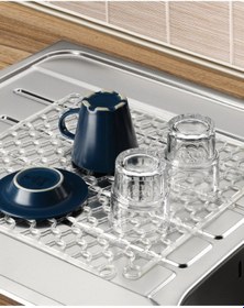 Resim Lavabo ve Buzluk Matı Lavabo Halısı 32 Cm x 32 Cm Şeffaf Mat Şeffaf 