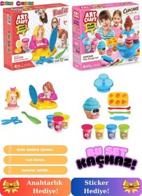 Resim Kuaför Ve Kap Kek Oyun Hamur Seti - Oyun Hamuru Seti - Hamur Setleri - Berber Hamur Ve Yemek Hamur Çok Renkli 