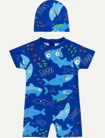 Resim My Kids Wear Boneli ,Pervaz Fermuarlı ,Güneş Korumalı Erkek Çocuk Tulum Mayo 