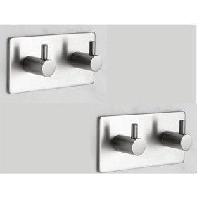 Resim Deltahome Paslanmaz Çelik 2 Adet 2 Topuzlu Banyo Askısı Inox Metalik 