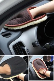 Resim TechnoStation Premium Yünlü Araba Yıkama Fırçası Süngeri Toz Alma Yıkama Eldiveni Oto Yıkama Süngeri Iç Dış 