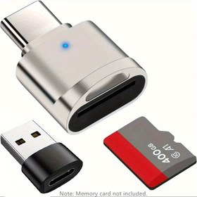 Resim USB C Metal Micro/SD Kart Okuyucu Mobil Telefon Bilgisayar Tablet Araba Gözetim Videosu Mobil Telefon Hafıza Genişletme Yüksek Hızlı Kart Okuyucu Taşınabilir, Bağlayın ve Çalıştırın. 