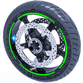 Resim Floresan Yeşil 4 Parçalı Kesikli Jant Şeridi Sticker Çınar Extreme 