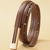 Resim İnce Lüks Dokulu Bayan Kemer, Dikdörtgen Alaşımlı Pürüzsüz Toka ile, Klasik ve Çok Yönlü Stil. Günlük Kullanım ve Randevular için Uygun. Giysilerin Zarafetini Kolayca Artırın. Sevgililer Günü ve Anneler Günü için İdeal Hediye 