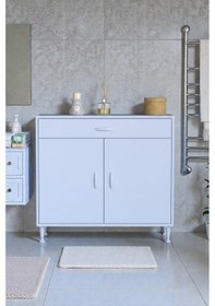 Resim Eliusta Taha 100 Cm 3 Bölmeli Beyaz Çok Amaçlı Dolap 2 Raflı Banyo Mutfak Dolabı 100x88x32,5 Cm Düzenleyici Beyaz 
