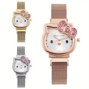 Resim Kadınlar için Sanrio Hello Kitty Kuvars Saat, Büyüleyici Anime Tarzı ile Parıldayan Taşlı Fiyonk, İdeal Doğum Günü Hediyesi, Sağlam Kayışlı Şık Kol Saati 