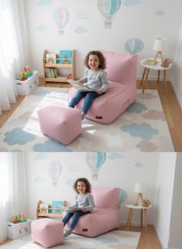 Resim Velvet Kids Puff Koltuk & Oyun Koltuğu & Çocuk Koltuğu - Pembe 