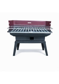 Resim Piknik Mangalı Siperli, Oluklu Izgara + Tel, Katlanır - 1045 Açık Gri 