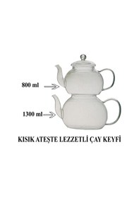 Resim Cam Çaydanlık Takımı Ateşe Dayanıklı Şeffaf 