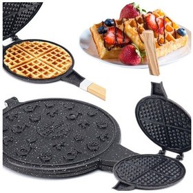 Resim Porsima Döküm Waffle Tavası Ahşap Kulp Siyah 