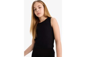 Resim DeFacto Bisiklet Yaka Basic Düz Atlet Kız Çocuk D9097A825HS 