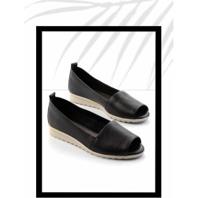 Resim Bambi Mat Siyah Deri Kadın Espadril K01582664003 