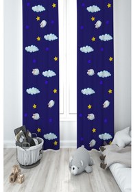 Resim Mekta Home Bebek Ve Çocuk Odası Uyuyan Çocuk Desenli 2 Kanat Fon Perde 