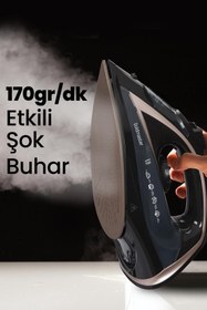 Resim GoldMaster Smarty 2400 Watt Seramik Tabanlı 170 gr Etkili Şok Buharlı Ütü 