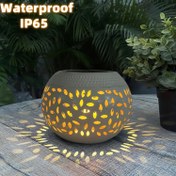 Resim 1 adet Güneş Enerjili Dış Mekan Masaüstü Dekoratif Işık, Benekli Desenli Gece Lambası, Metal Masa Lambası, Halloween için Uygun, Dış Mekan Masa Işığı, Yatak Odası, Teras, Bahçe, Koridor, Veranda 