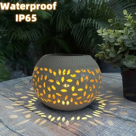 Resim 1 adet Güneş Enerjili Dış Mekan Masaüstü Dekoratif Işık, Benekli Desenli Gece Lambası, Metal Masa Lambası, Halloween için Uygun, Dış Mekan Masa Işığı, Yatak Odası, Teras, Bahçe, Koridor, Veranda 