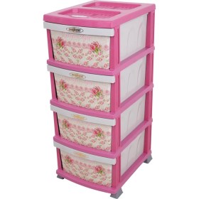 Resim Sağlam Plastik Elegant Desenli Komidin (4 Çekmeceli Sebzelik) Pembe 