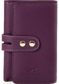 Resim Septwolves Hakiki Deri Gold Detaylı Kadın Kartlık Ve Cüzdan mor 