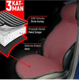 Resim Kia Pro Ceed Uyumlu Koltuk Kılıfı Minder Çizgili Siyah Kırmızı 2+1 Ön Arka Set 