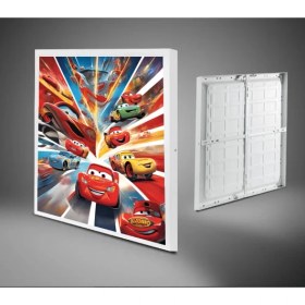 Resim Şimşek Mcqueen Avize, 60X60 Çocuk Odası Avize, 60WATT, Estetik Kare, Yapay Zeka Tasarım Avize, Pist 