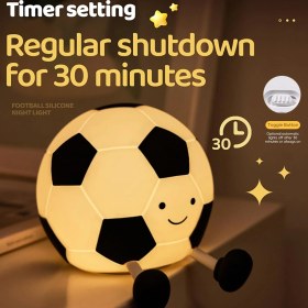 Resim Azurtech Çocuk Masa Lambası, Beyaz-Siyah, 200 Lm, Led'li Meridyendukkan Futbol Topu Modelli 