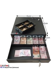 Resim 7 Banknot Gözlü Yazarkasa Pos Bağlantılı Ve Anahtardan Açılır Büyük Para Çekmecesi 41x41x11cm 