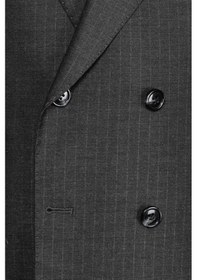 Resim İlayda Emir Luxury, İtalyan Kesim, Slim Fit, Kruvaze, Çizgili, Erkek Takım Elbise Antrasit - Gri 