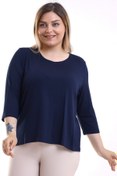 Resim Kadın Büyük Beden Truvakar Kol Bluz Lacivert LRWM23BLZ16 