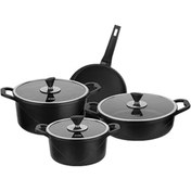 Resim NETWORK ART Derya Home Parma Cast Alu Tencere Set Black 7 Parça 